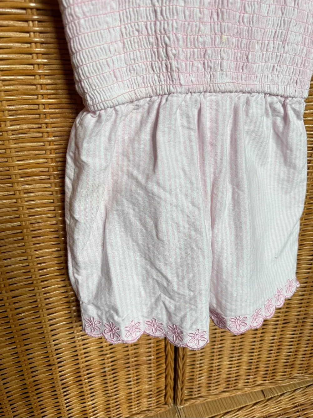 Draper James Light Pink Smocked Romper with Flutter Sleeves